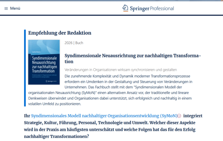 Read more about the article “Transformation ist heute kein Ausnahmezustand mehr” – Interview auf SpringerProfessional